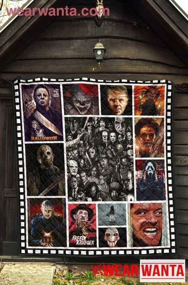 Horror Movies Characters Quilt Blanket For Halloween-Gear Wanta