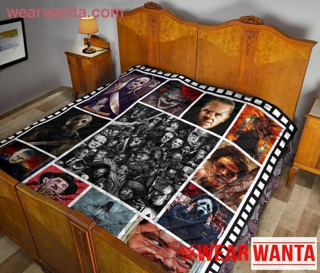 Horror Movies Characters Quilt Blanket For Halloween-Gear Wanta
