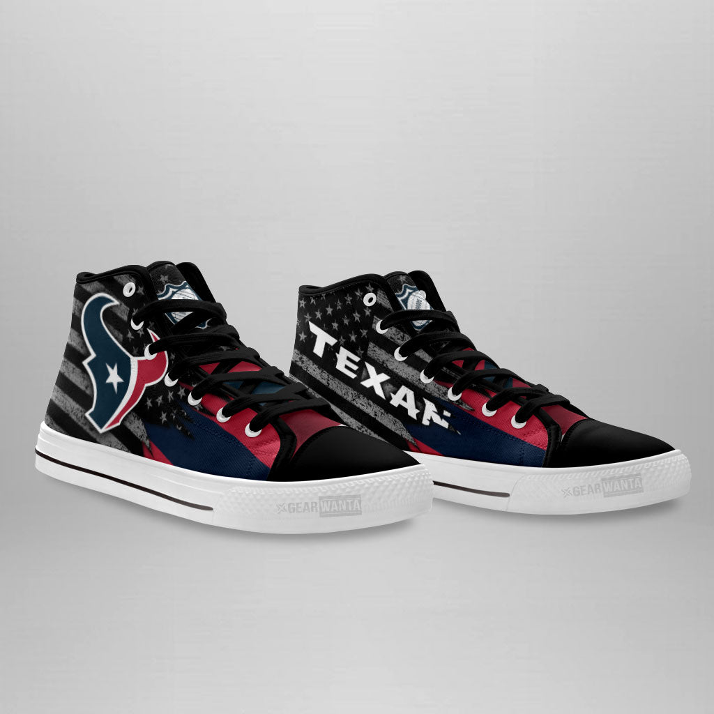 Houston Texans High Top Shoes Custom American Flag Sneakers-Gear Wanta