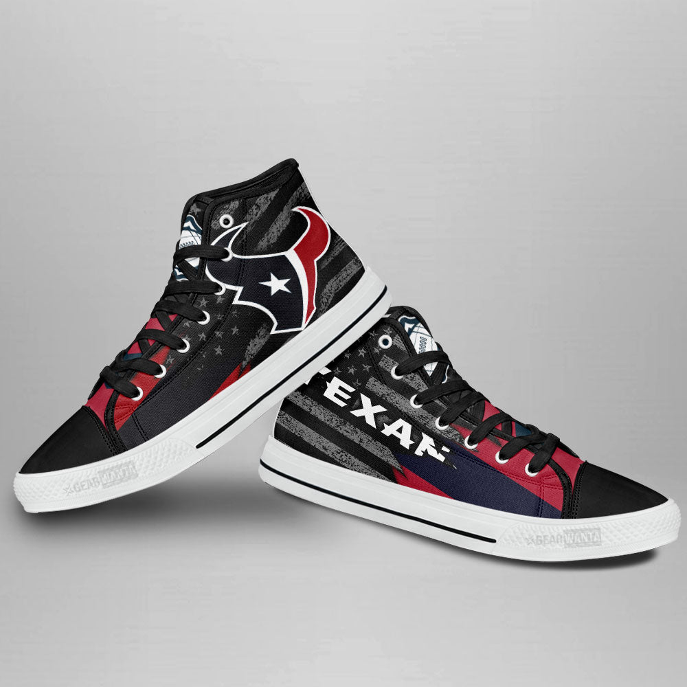 Houston Texans High Top Shoes Custom American Flag Sneakers-Gear Wanta