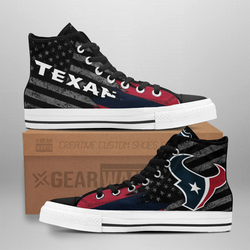 Houston Texans High Top Shoes Custom American Flag Sneakers-Gear Wanta