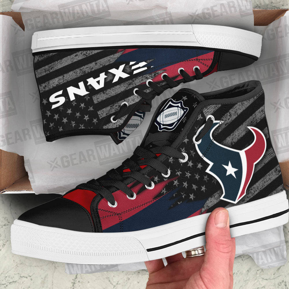 Houston Texans High Top Shoes Custom American Flag Sneakers-Gear Wanta