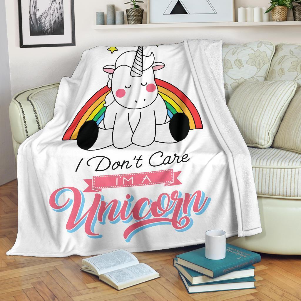 I Don't Care I'm A Unicorn Blanket Custom Home Decoration-Gear Wanta