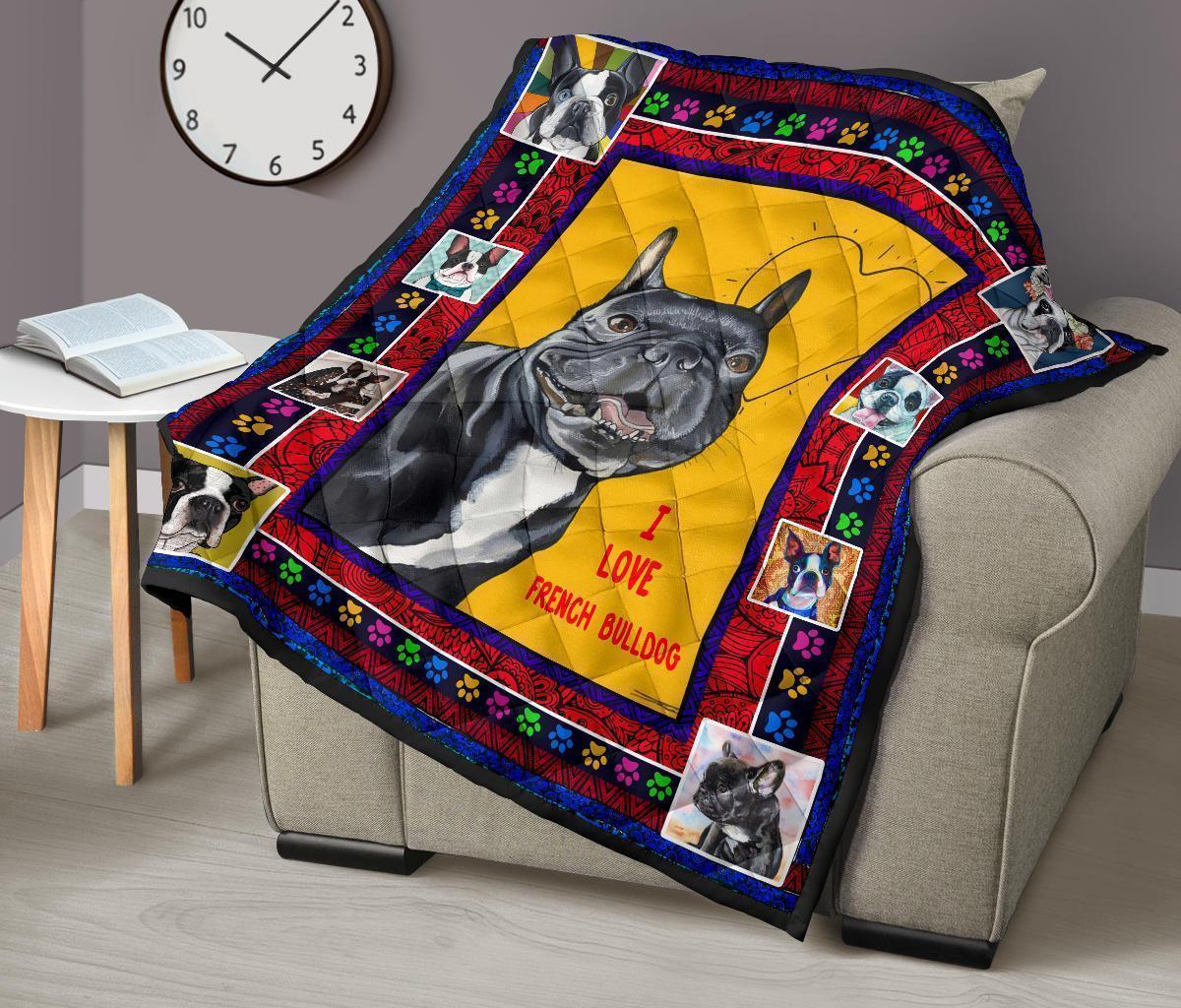 I Love French Bulldog Quilt Blanket For Frenchie Lover-Gear Wanta