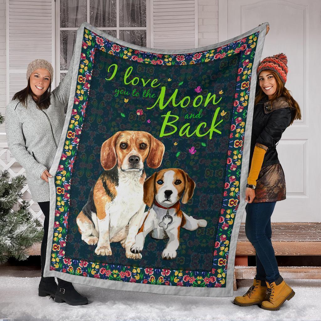 I Love You To The Moon And Back Beagle Dog Fleece Blanket-Gear Wanta