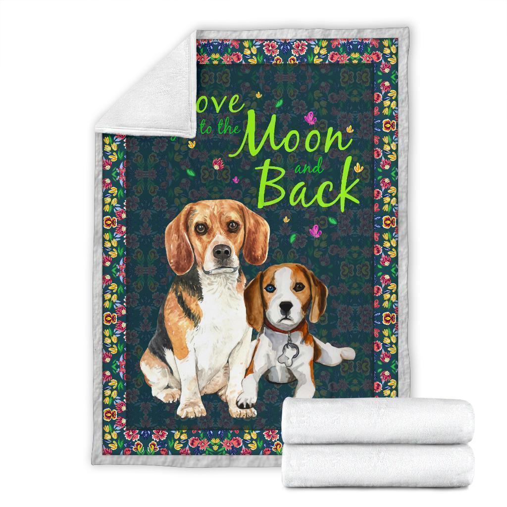 I Love You To The Moon And Back Beagle Dog Fleece Blanket-Gear Wanta