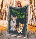 I Love You To The Moon And Back Corgi Dog Fleece Blanket-Gear Wanta