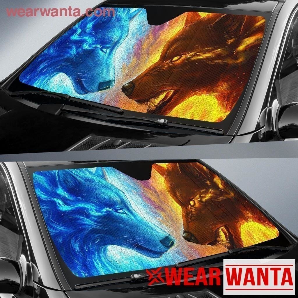 Ice & Fire Wolf Car Sun Shade-Gear Wanta