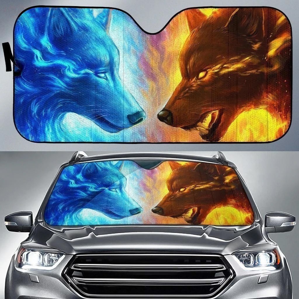 Ice & Fire Wolf Car Sun Shade-Gear Wanta