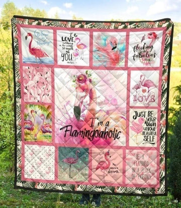 I'm A Flamingoaholic Quilt Blanket Flamingo Lover-Gear Wanta