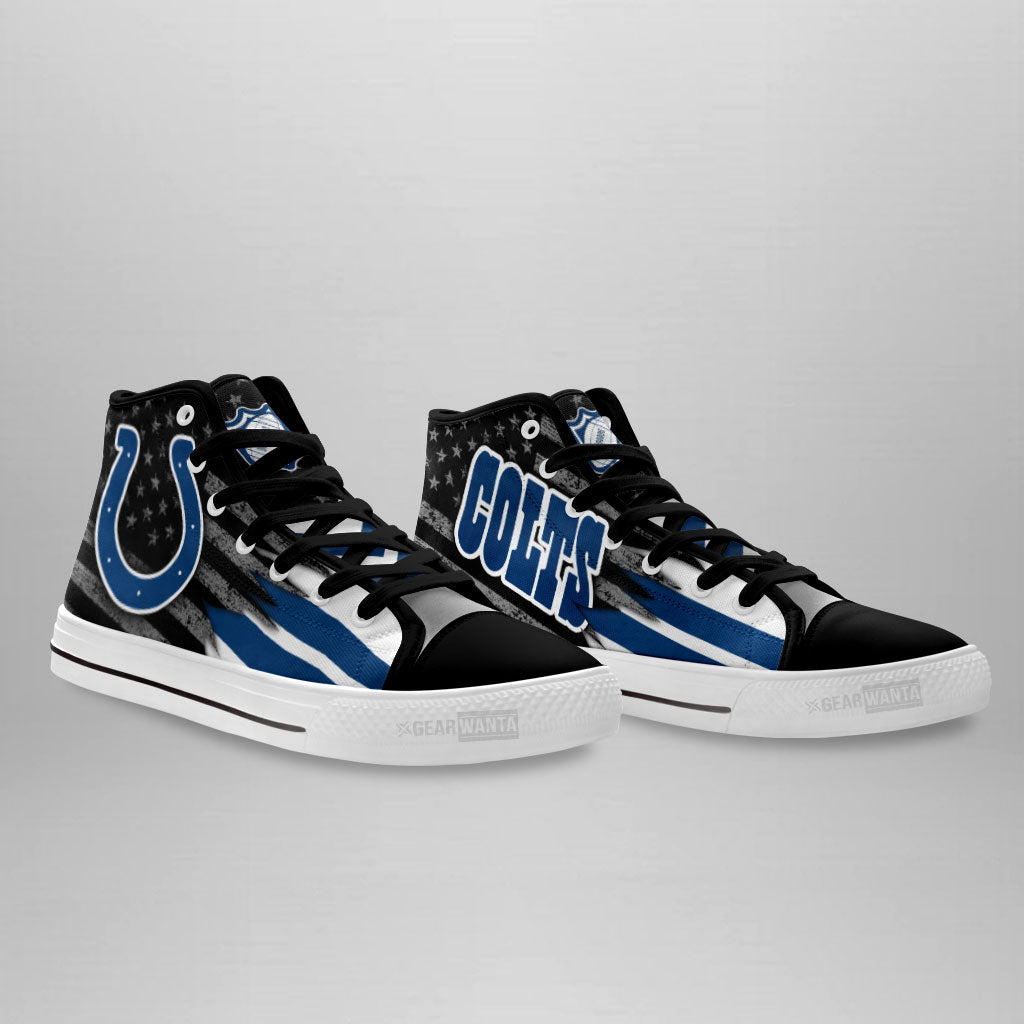 Indianapolis Colts High Top Shoes Custom American Flag Sneakers-Gear Wanta