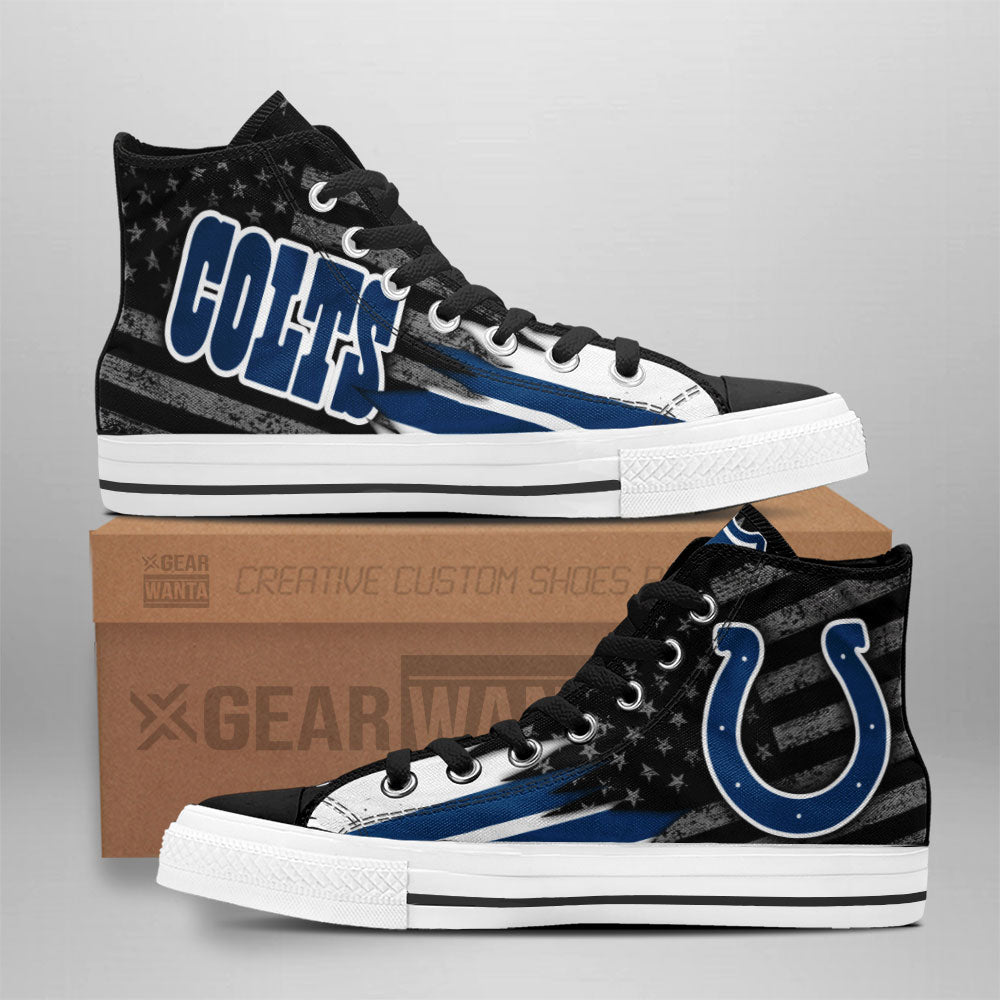 Indianapolis Colts High Top Shoes Custom American Flag Sneakers-Gear Wanta