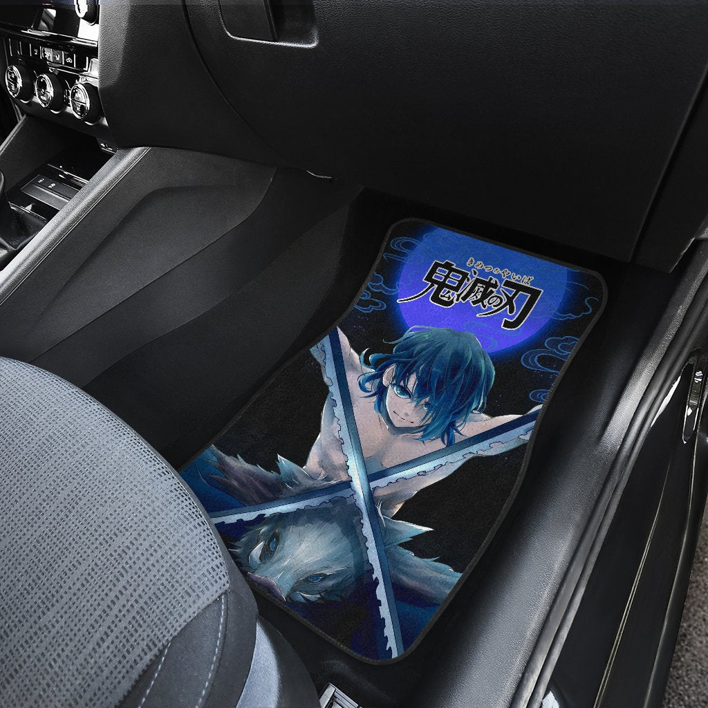 Inosuke Demon Slayer Under The Moon Car Floor Mats Anime-Gear Wanta