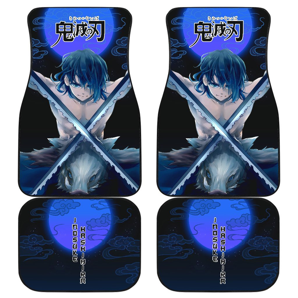 Inosuke Demon Slayer Under The Moon Car Floor Mats Anime-Gear Wanta