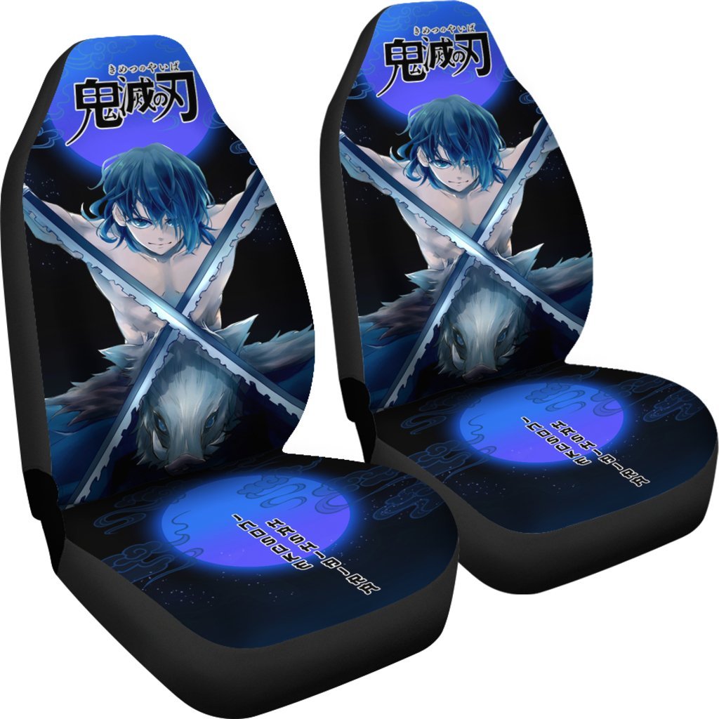 Inosuke Demon Slayer Under The Moon Car Seat Covers Custom Anime Car Accessories-Gear Wanta