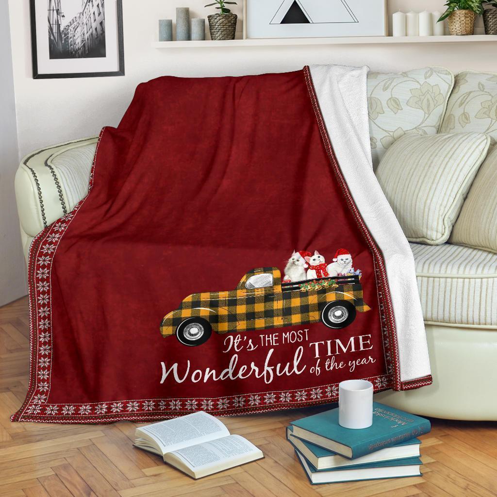 It's The Most Wonderful Time Of Year Cats Fleece Blanket-Gear Wanta