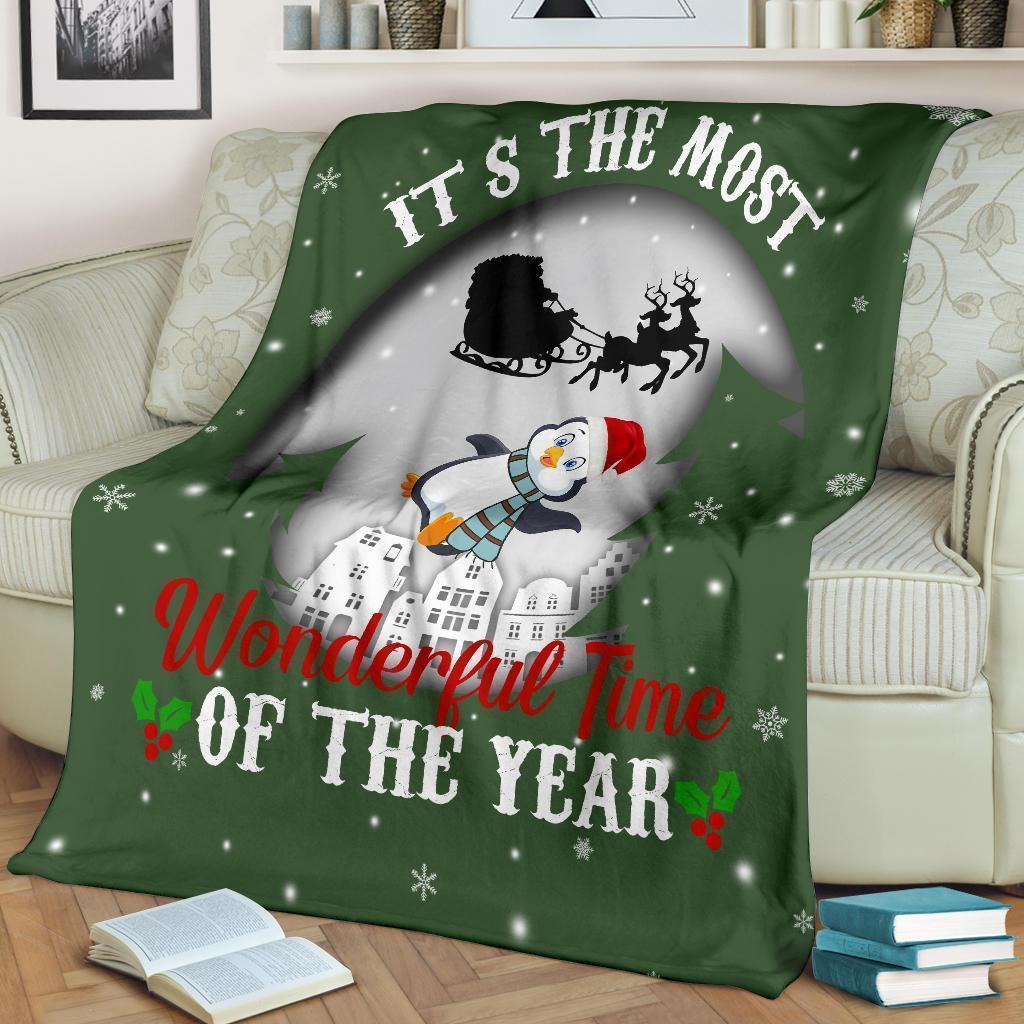 It's The Most Wonderful Time Penguin Fleece Blanket Xmas Gift-Gear Wanta