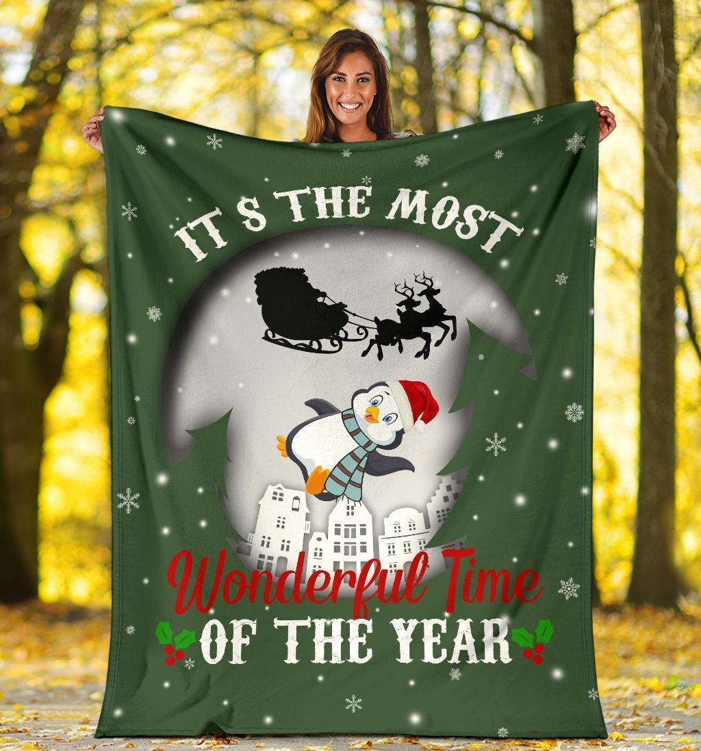 It's The Most Wonderful Time Penguin Fleece Blanket Xmas Gift-Gear Wanta