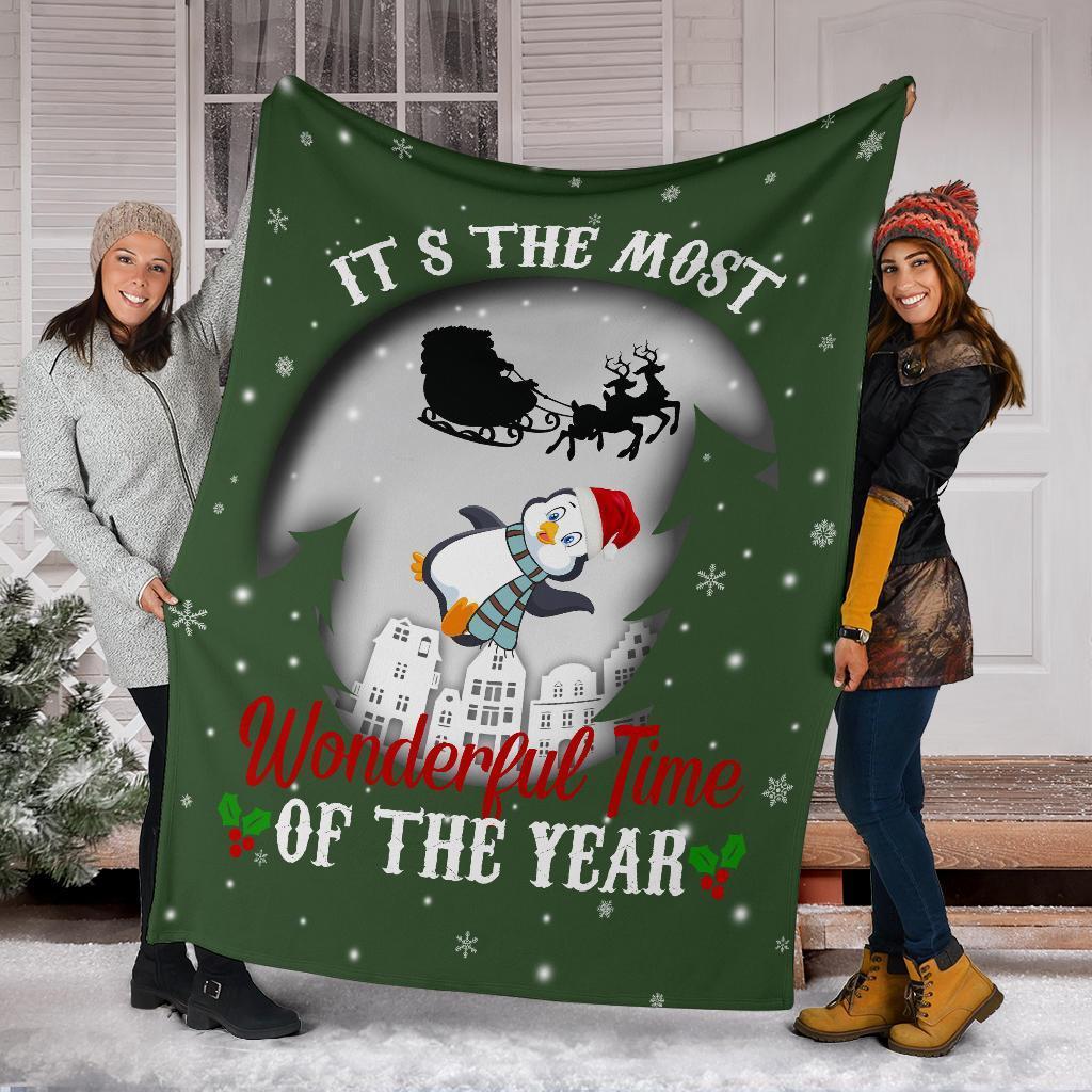 It's The Most Wonderful Time Penguin Fleece Blanket Xmas Gift-Gear Wanta