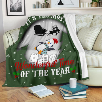 It's The Most Wonderful Time Penguin Fleece Blanket Xmas Gift-Gear Wanta