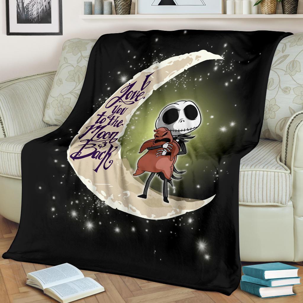 Jack and Oogie Boogie Blanket I Love You To The Moon And Back Home Decoration-Gear Wanta