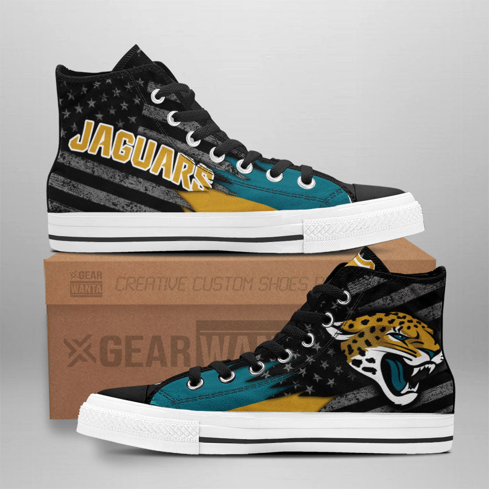 Jacksonville Jaguars High Top Shoes Custom American Flag Sneakers-Gear Wanta
