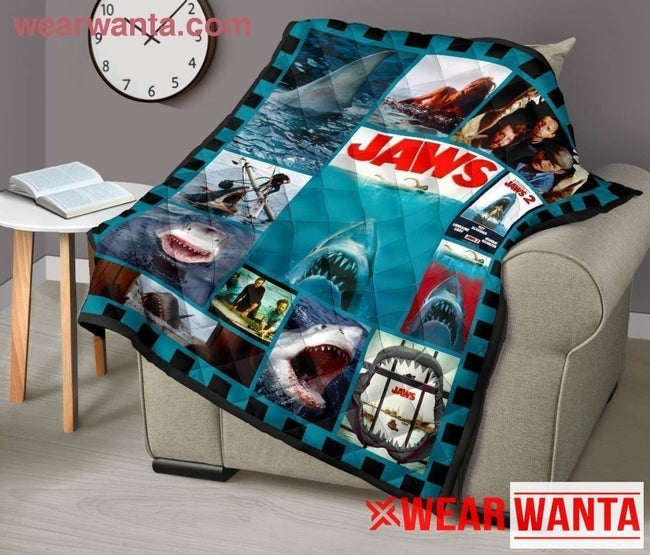 Jaws Quilt Blanket Custom Printed Horror Movies Vintage-Gear Wanta