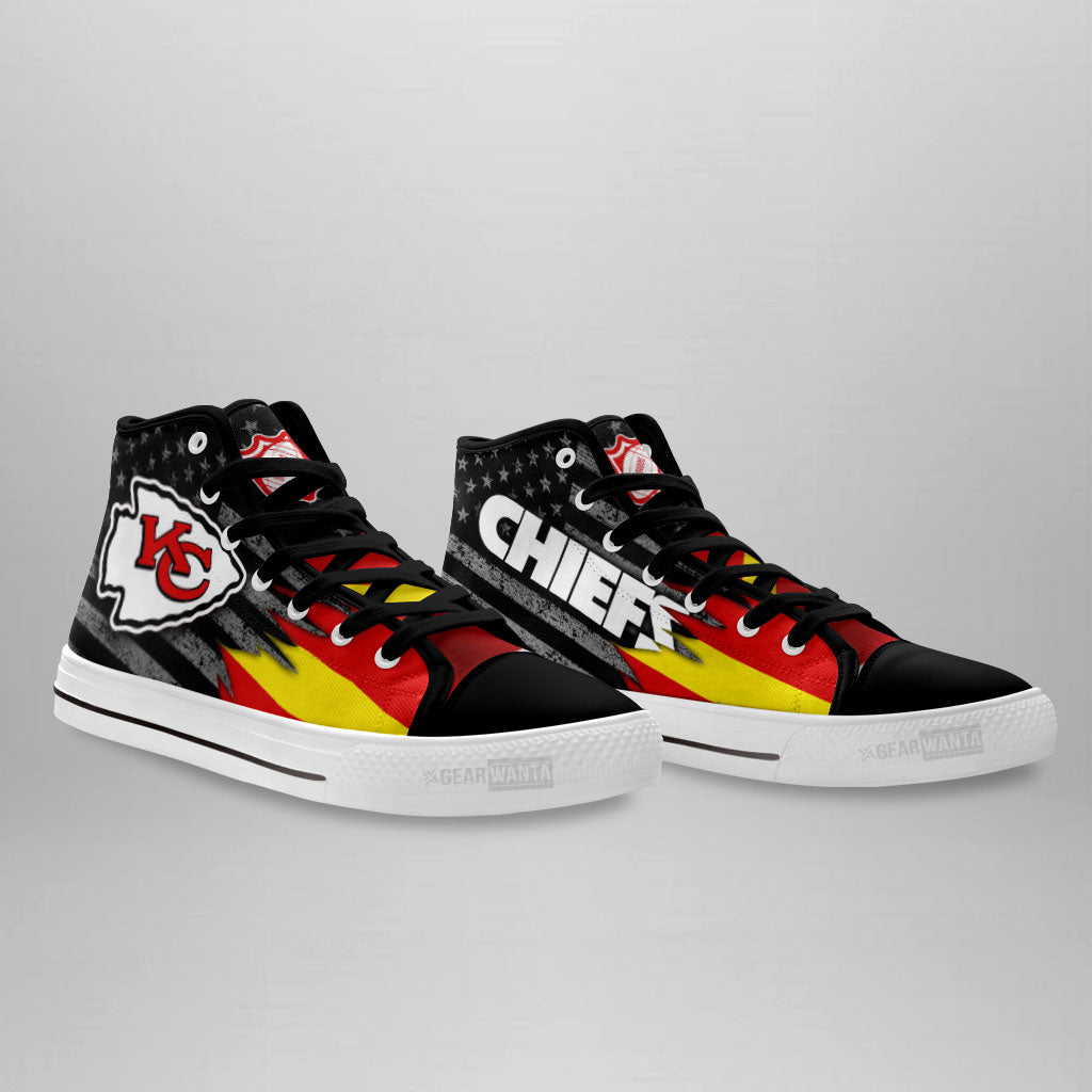 Kansas City Chiefs High Top Shoes Custom American Flag Sneakers-Gear Wanta