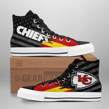 Kansas City Chiefs High Top Shoes Custom American Flag Sneakers-Gear Wanta