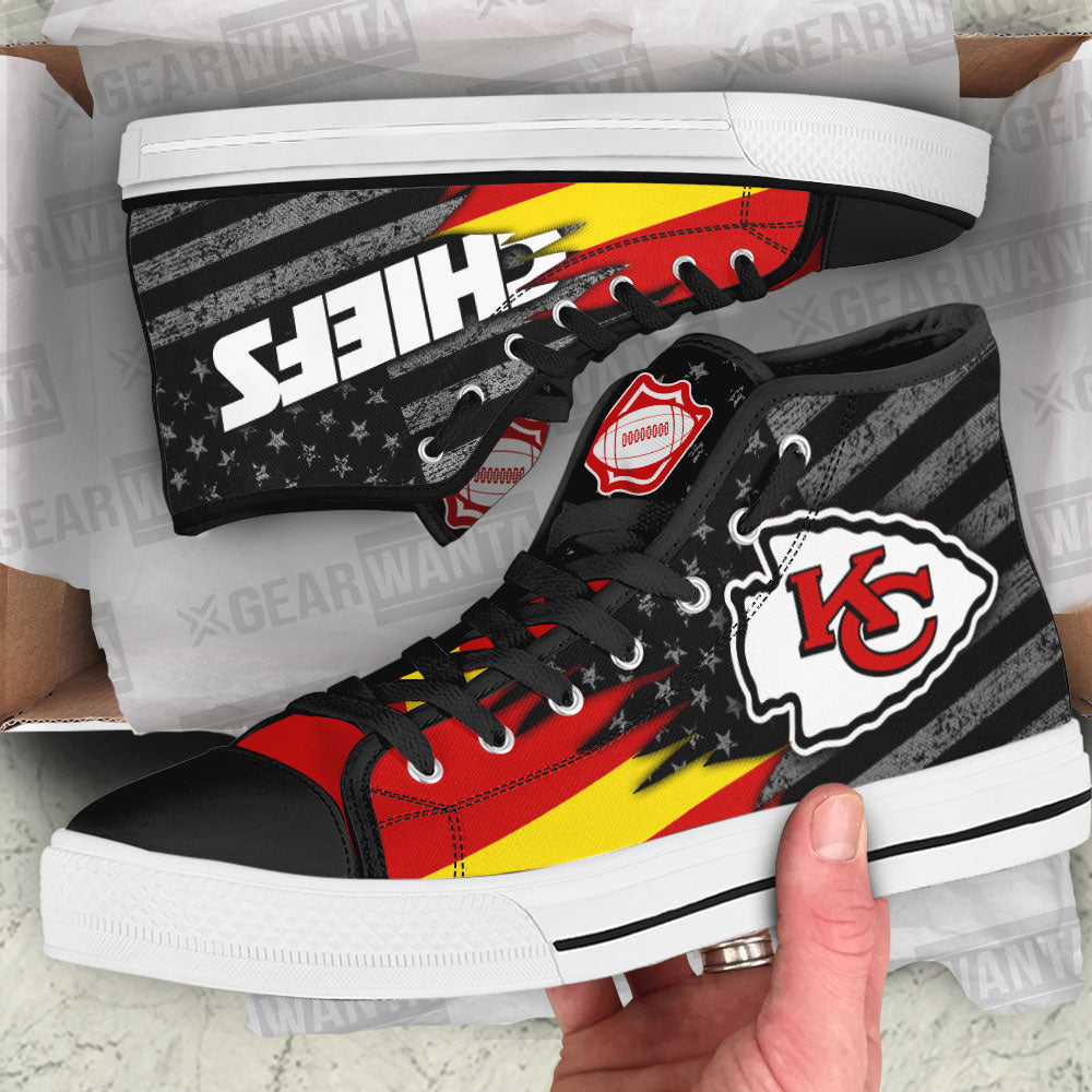 Kansas City Chiefs High Top Shoes Custom American Flag Sneakers-Gear Wanta