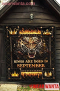 Kings Are Born In September Birthday Tiger Quilt Blanket For Men-Gear Wanta