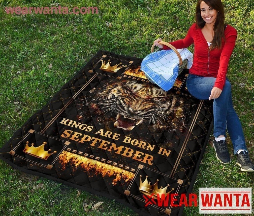 Kings Are Born In September Birthday Tiger Quilt Blanket For Men-Gear Wanta