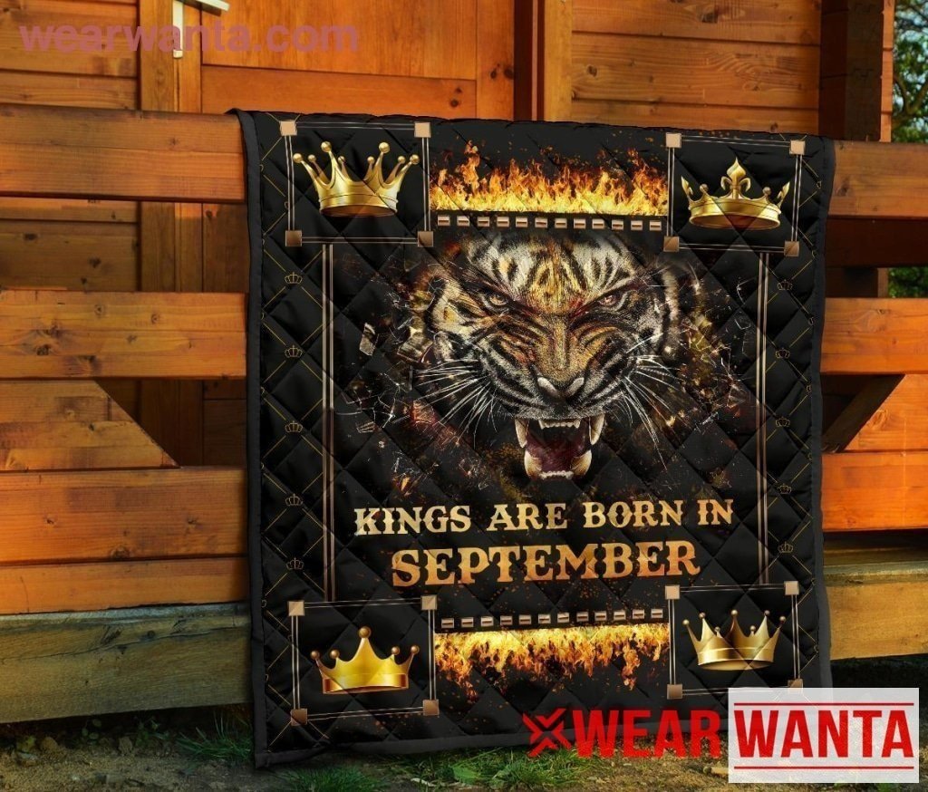 Kings Are Born In September Birthday Tiger Quilt Blanket For Men-Gear Wanta