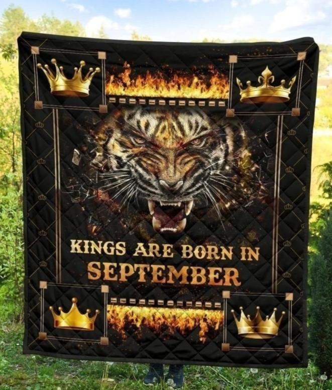 Kings Are Born In September Birthday Tiger Quilt Blanket For Men-Gear Wanta