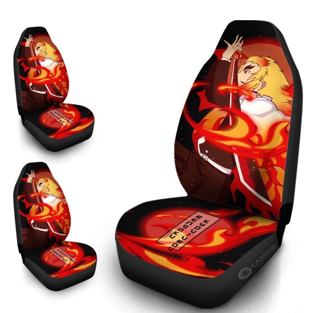 Kyojuro Rengoku Car Seat Covers Sun Breathing Demon Slayer Anime Car Accessories-Gear Wanta