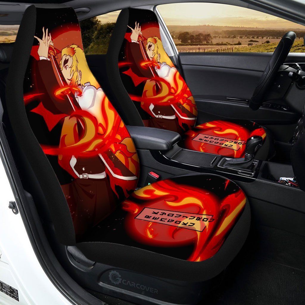 Kyojuro Rengoku Car Seat Covers Sun Breathing Demon Slayer Anime Car Accessories-Gear Wanta
