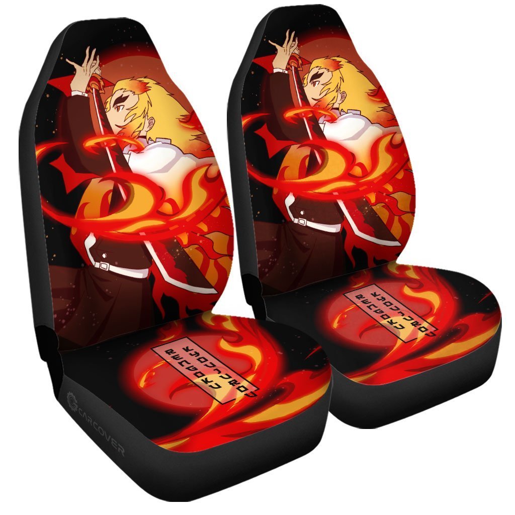 Kyojuro Rengoku Car Seat Covers Sun Breathing Demon Slayer Anime Car Accessories-Gear Wanta