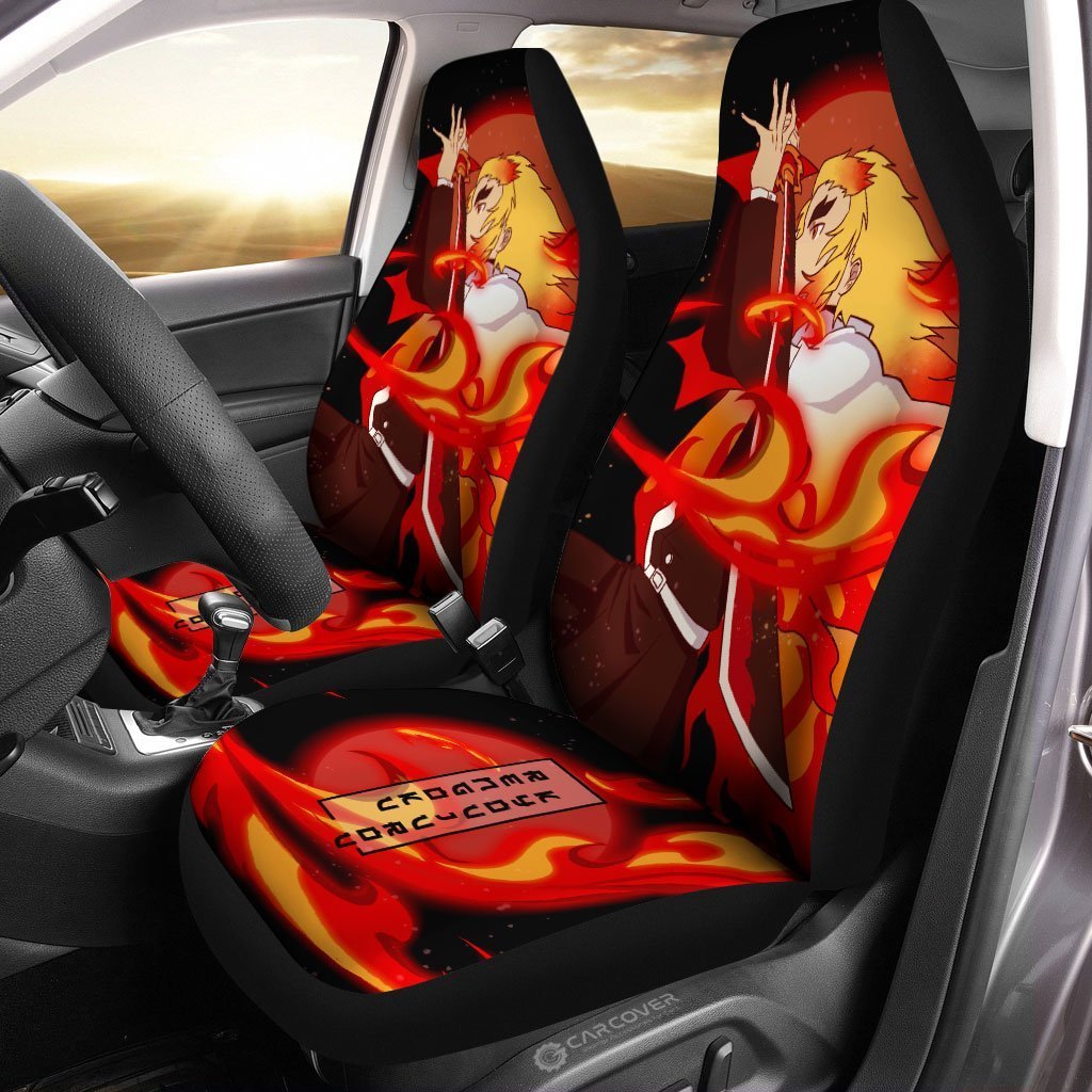 Kyojuro Rengoku Car Seat Covers Sun Breathing Demon Slayer Anime Car Accessories-Gear Wanta