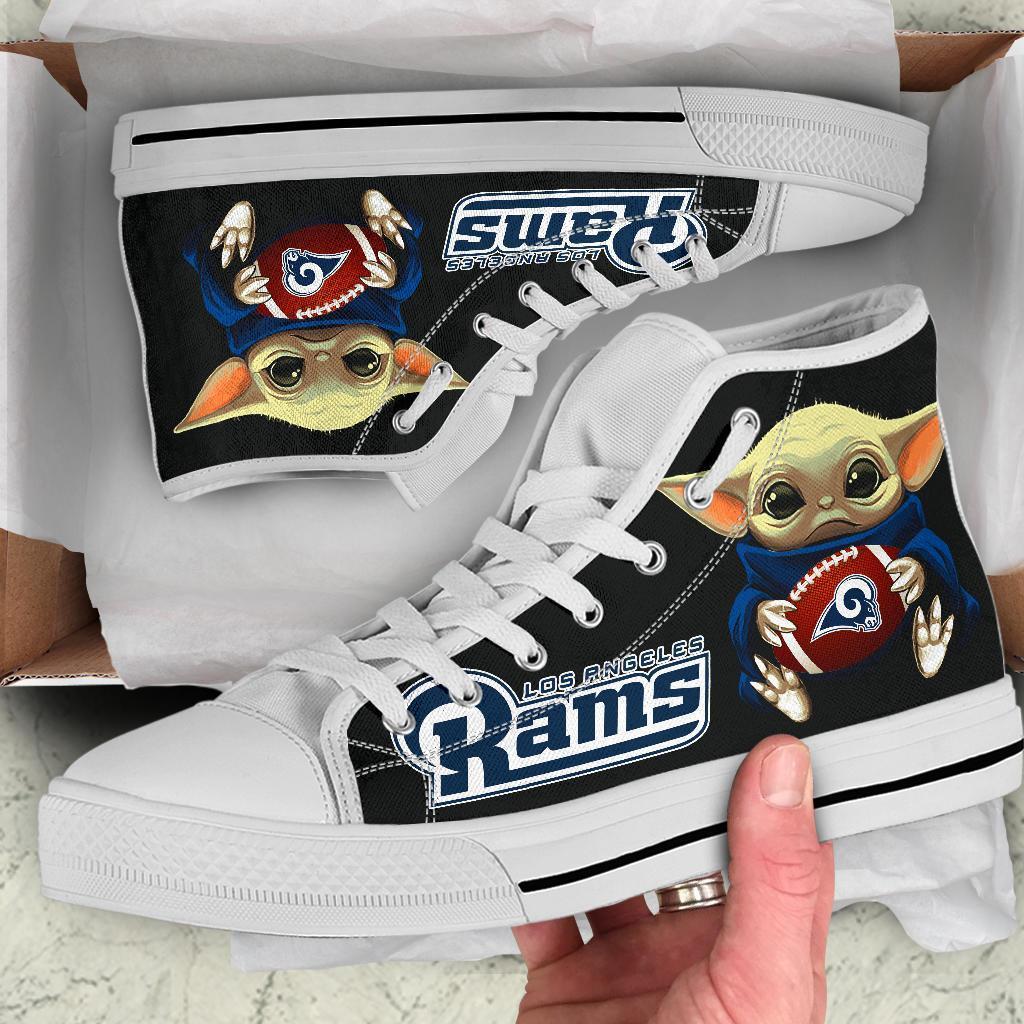 LA Rams Sneakers Baby Yoda High Top Shoes Custom-Gear Wanta