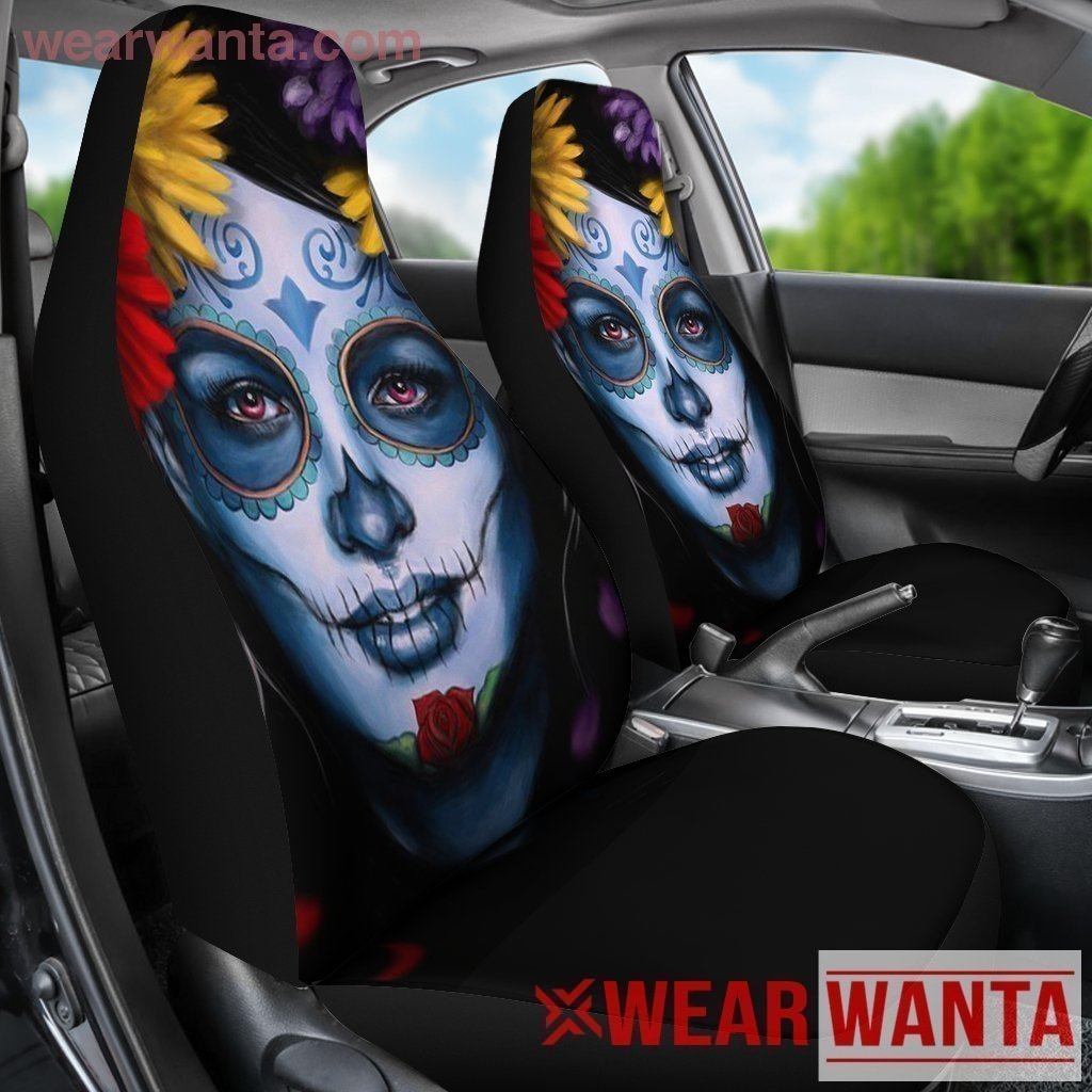 La Calavera Catrina Face Car Seat Covers-Gear Wanta