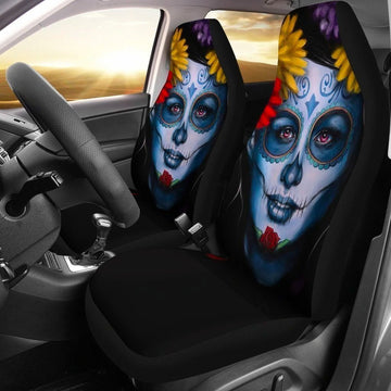 La Calavera Catrina Face Car Seat Covers-Gear Wanta