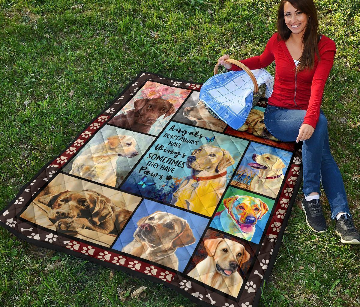 Labrador Dog Quilt Blanket Angels Sometimes Have Paws-Gear Wanta