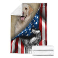 Labrador Fleece Blanket American Flag-Gear Wanta
