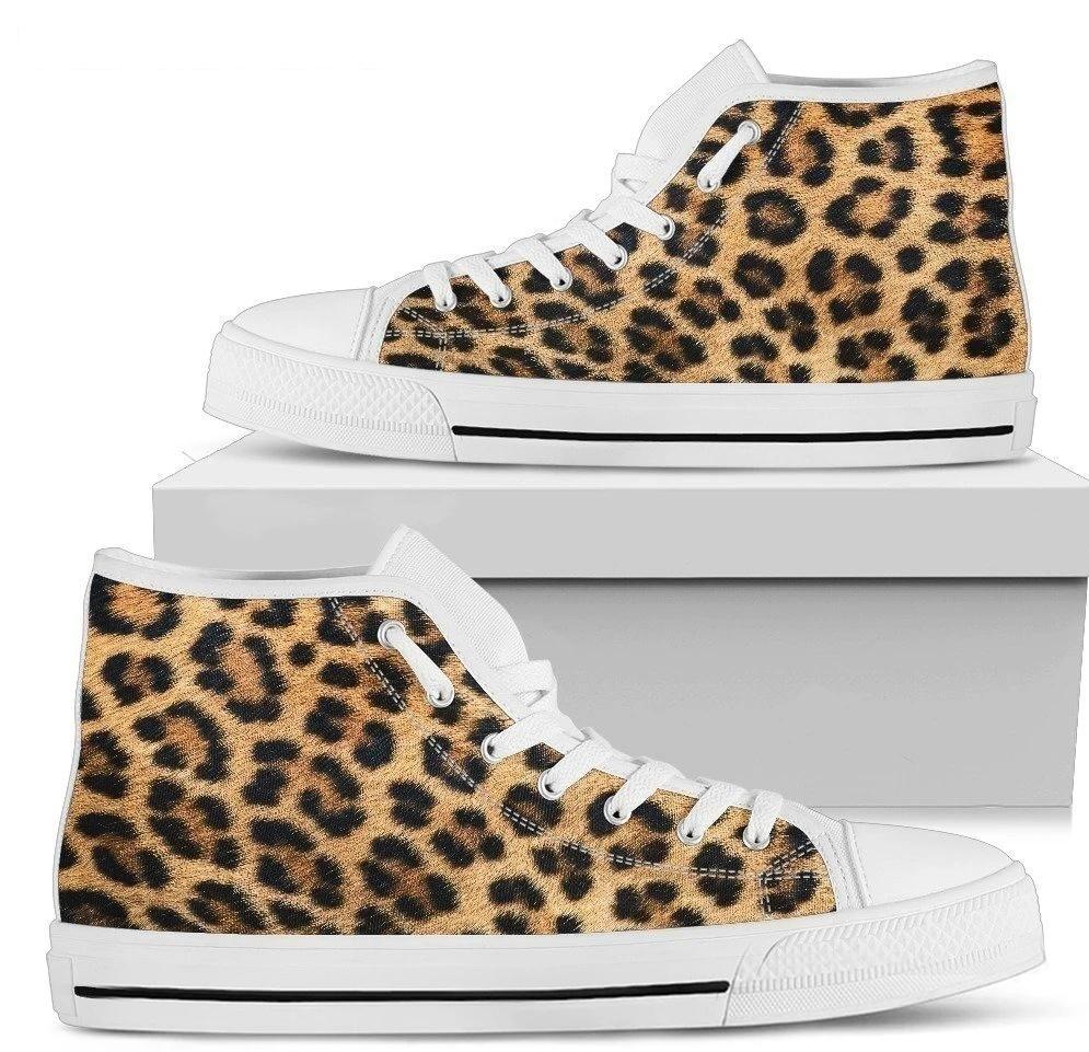 Leopard Fur Print Women's High Top Shoes Funny Gift Idea-Gear Wanta
