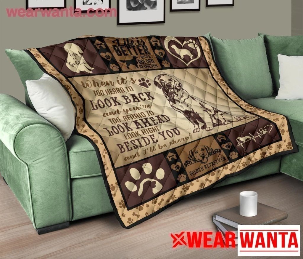 Life Is Better With Golden Retriever Quilt Blanket-Gear Wanta