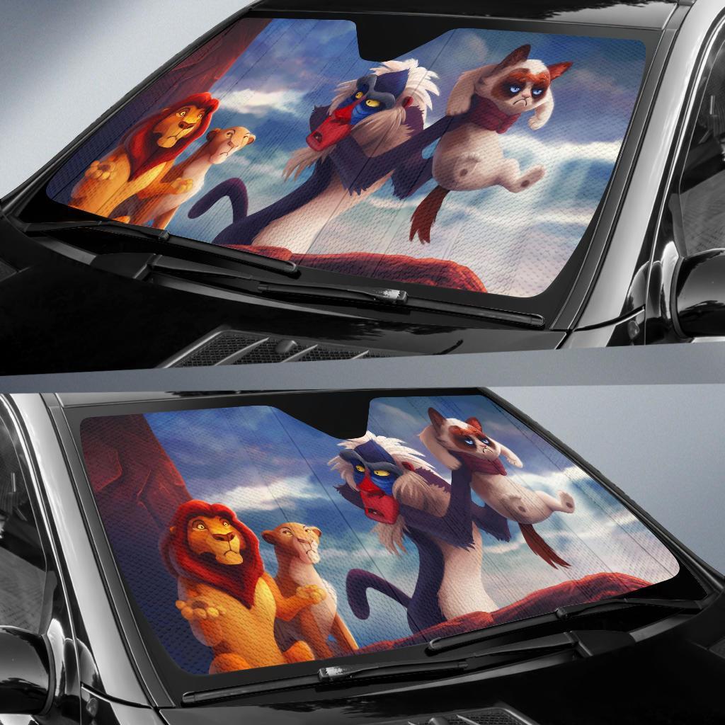 Lion King Grumpy Cat Auto Car Sun Shade Funny Gift Idea-Gear Wanta
