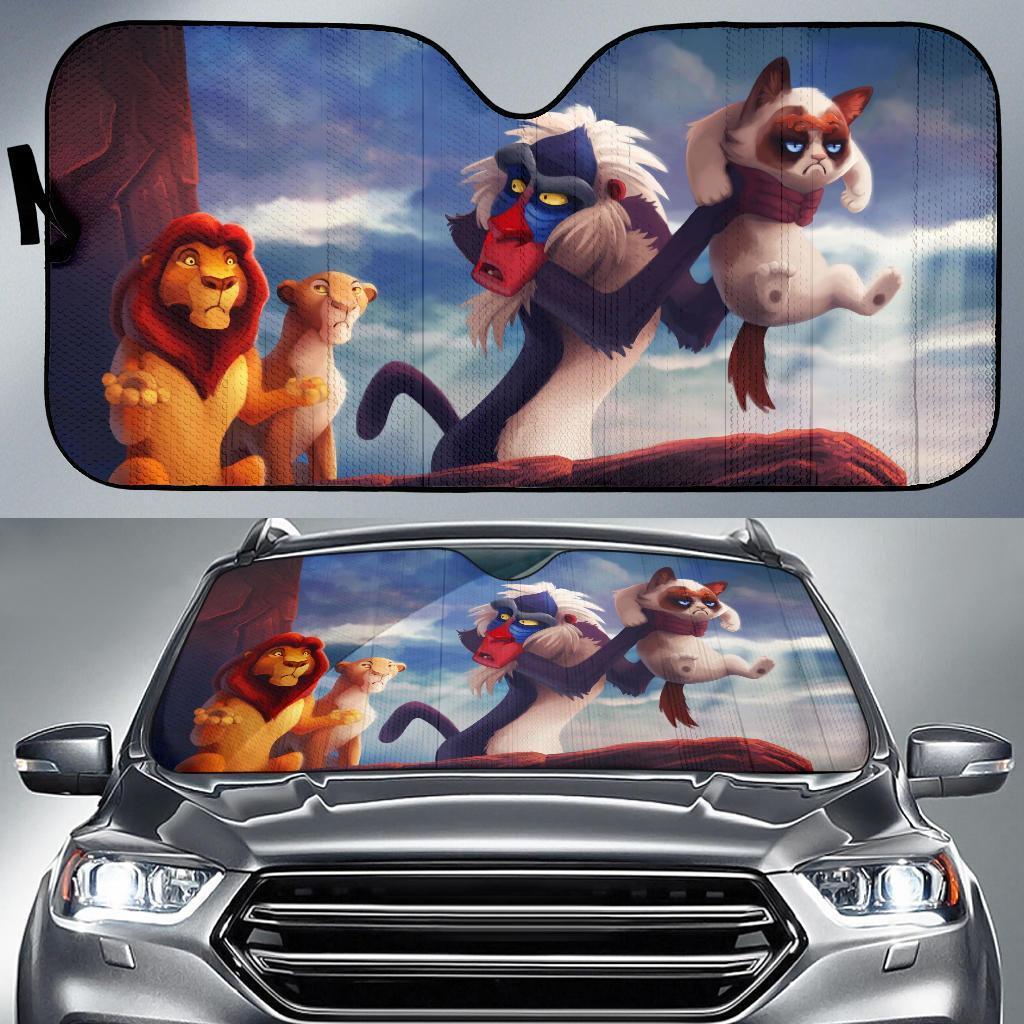 Lion King Grumpy Cat Auto Car Sun Shade Funny Gift Idea-Gear Wanta