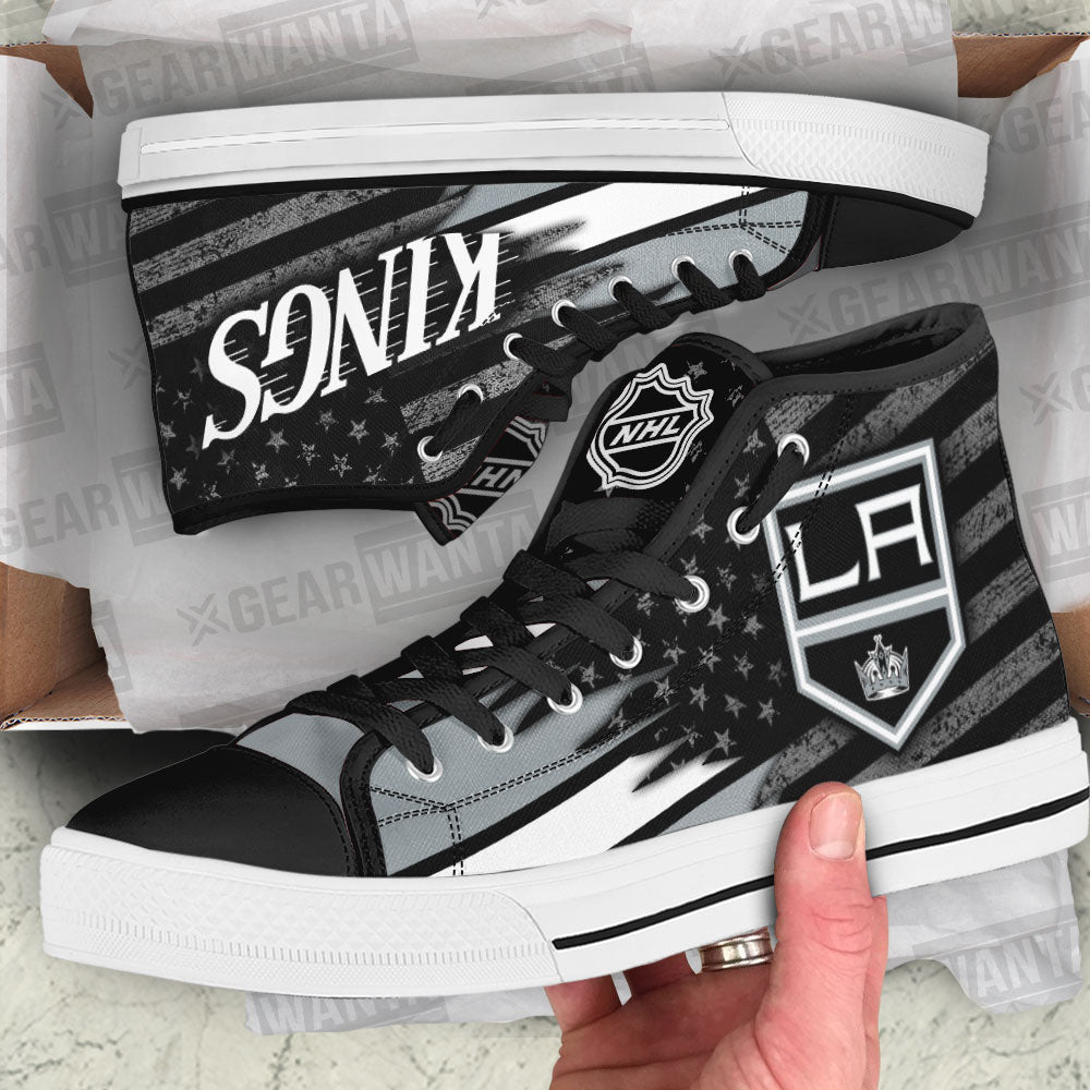 Los Angeles Kings High Top Shoes Custom American Flag Sneakers-Gear Wanta