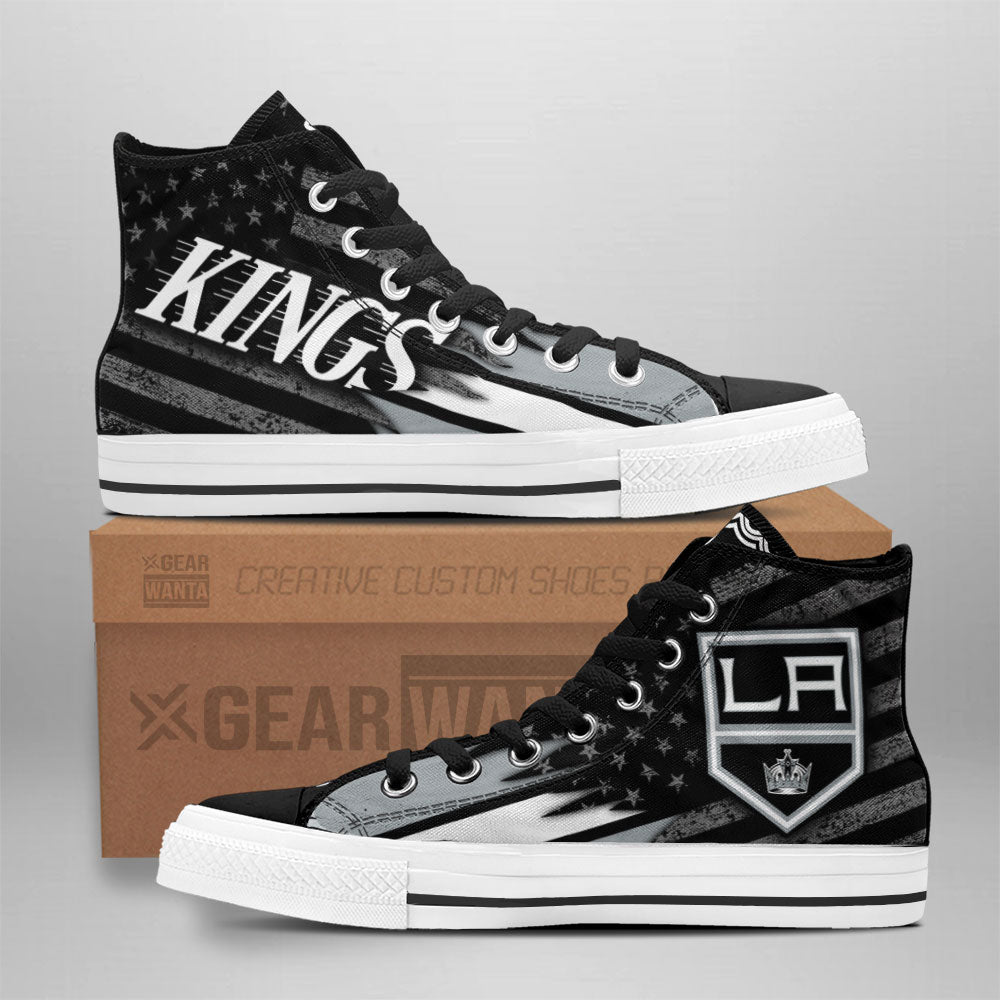 Los Angeles Kings High Top Shoes Custom American Flag Sneakers-Gear Wanta