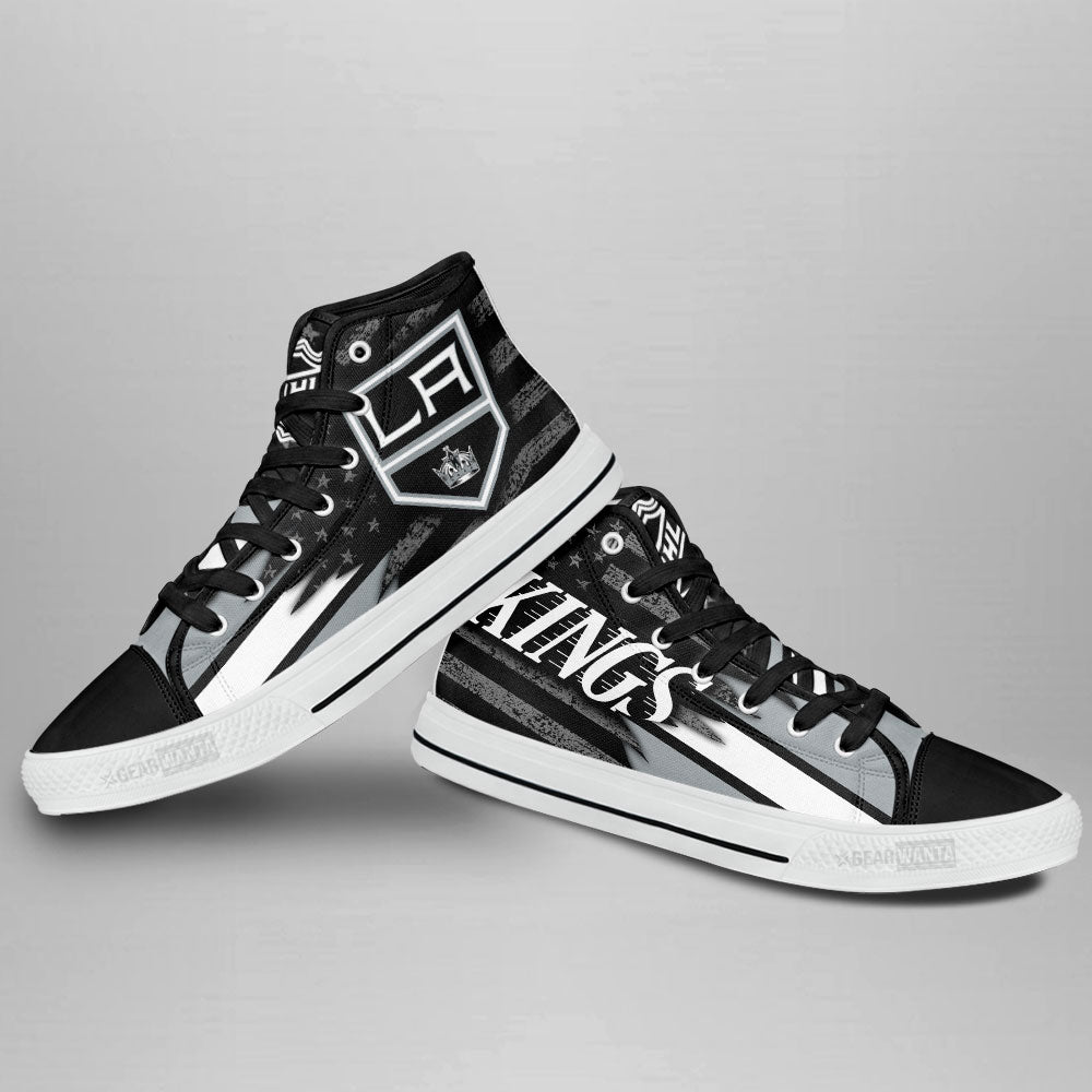 Los Angeles Kings High Top Shoes Custom American Flag Sneakers-Gear Wanta